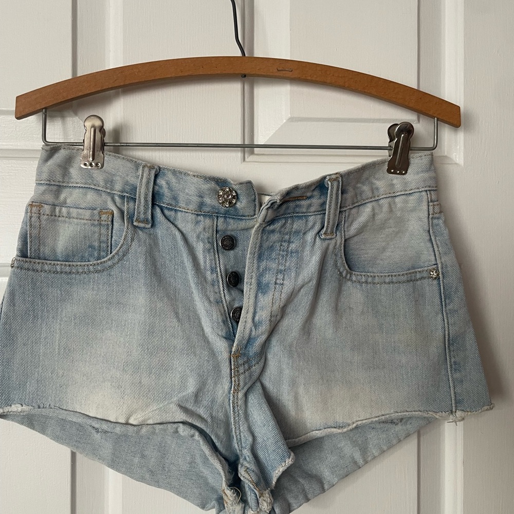 Forever 21 Blue Jean Shorts High-Waisted Distressed